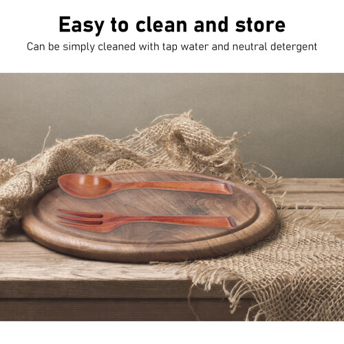 2pcs Wooden Fork Spoon Set, Heatproof Dinnerware, Safe Rengas Material 2
