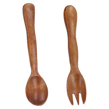 Reusable Wooden Salad Servers Set 2 Pcs Kitchen Flatware Durable for Home Use