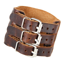 Breites Herren-Manschettenarmband aus Leder,-Kaffee