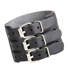 Verstellbares Punk-Lederarmband für Herren, bequeme-Schwarz