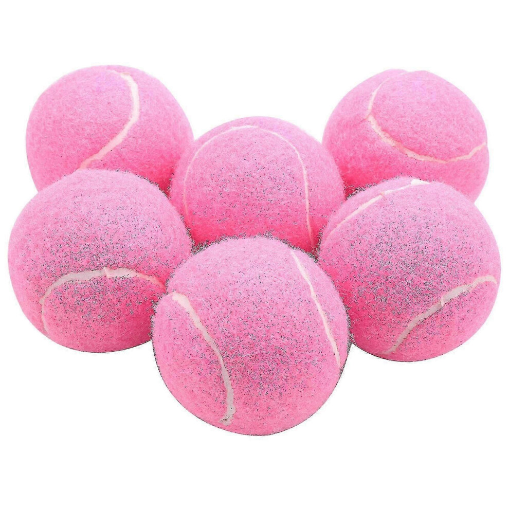 Kikidex (As Show, One Size) Pink Tennis Balls 6Pcs Pack - Wear-Resistant Elastic Training Balls 66Mm - Ladies Beginners Practice Tennis Balls