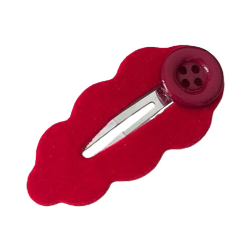 Beflockte Haarspange, Wolkenform, Haarnadel,-Rot
