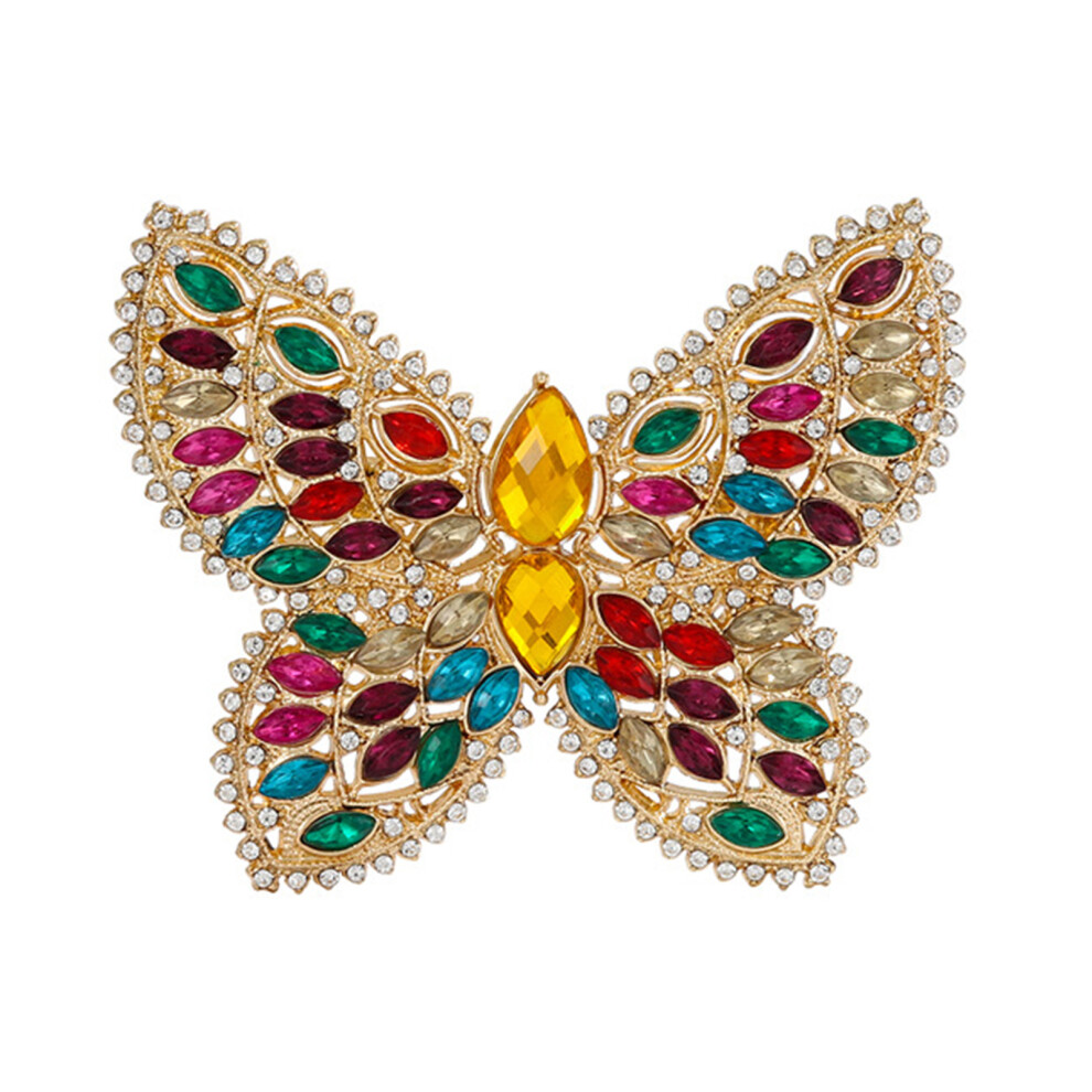 Stylish Crystal Butterfly Brooch Zinc Alloy Corsage Pin-Color