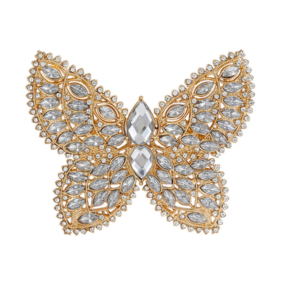 White Crystal Rhinestones Insect Brooch Alloy Comfortable Wear