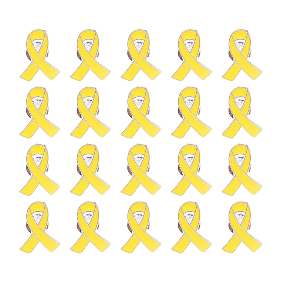 Yellow 20 Pieces Brooch Pins Polished Alloy Ribbon Badges Pin