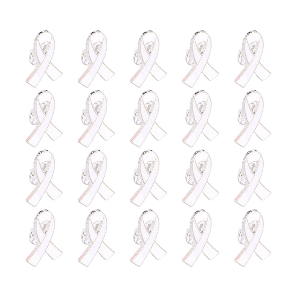 White 20 Pieces User Friendly Ribbon Brooches Volunteer Gift