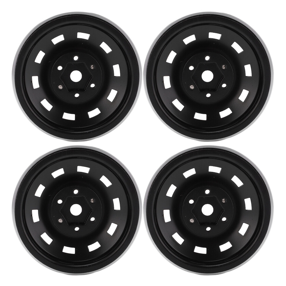 4Pcs 1.9 Inch Steel Aluminum Rc Wheel Rims For 1/10 Climbing Car Black 9301357977597