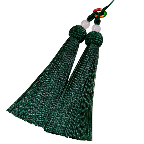 Duals Fringe Polyester Keychain Accessories-Dark Green