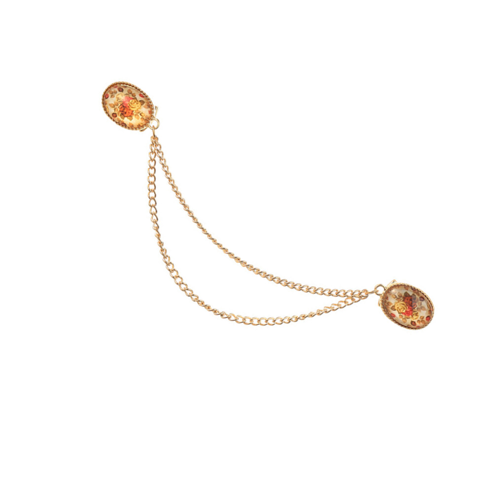 Stylish Charm Brooch Pin Fashionable Flower Chain- Style1