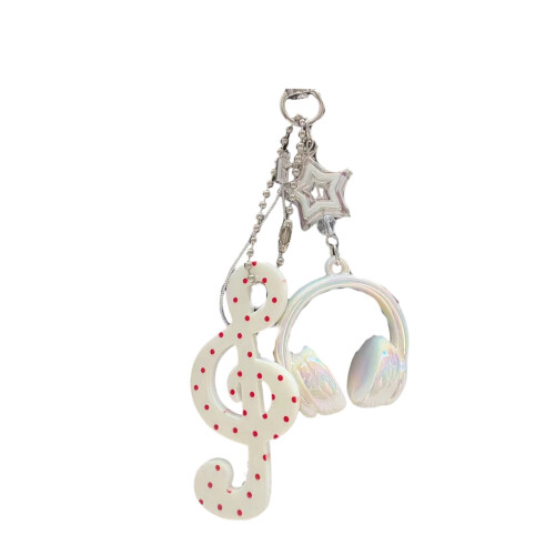 Sturdy Key Accessory With Vintage Dots Music Elements-White
