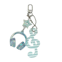 Fashionable Resin Keychain Accessory Blending Retro Polkas-Blue