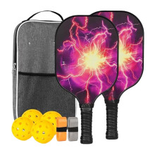 Fiberglass Racket Pickleball Racket Ball Paddle Set With Ergonomic Grip And Lightweight Build For Indoor Outdoor Play