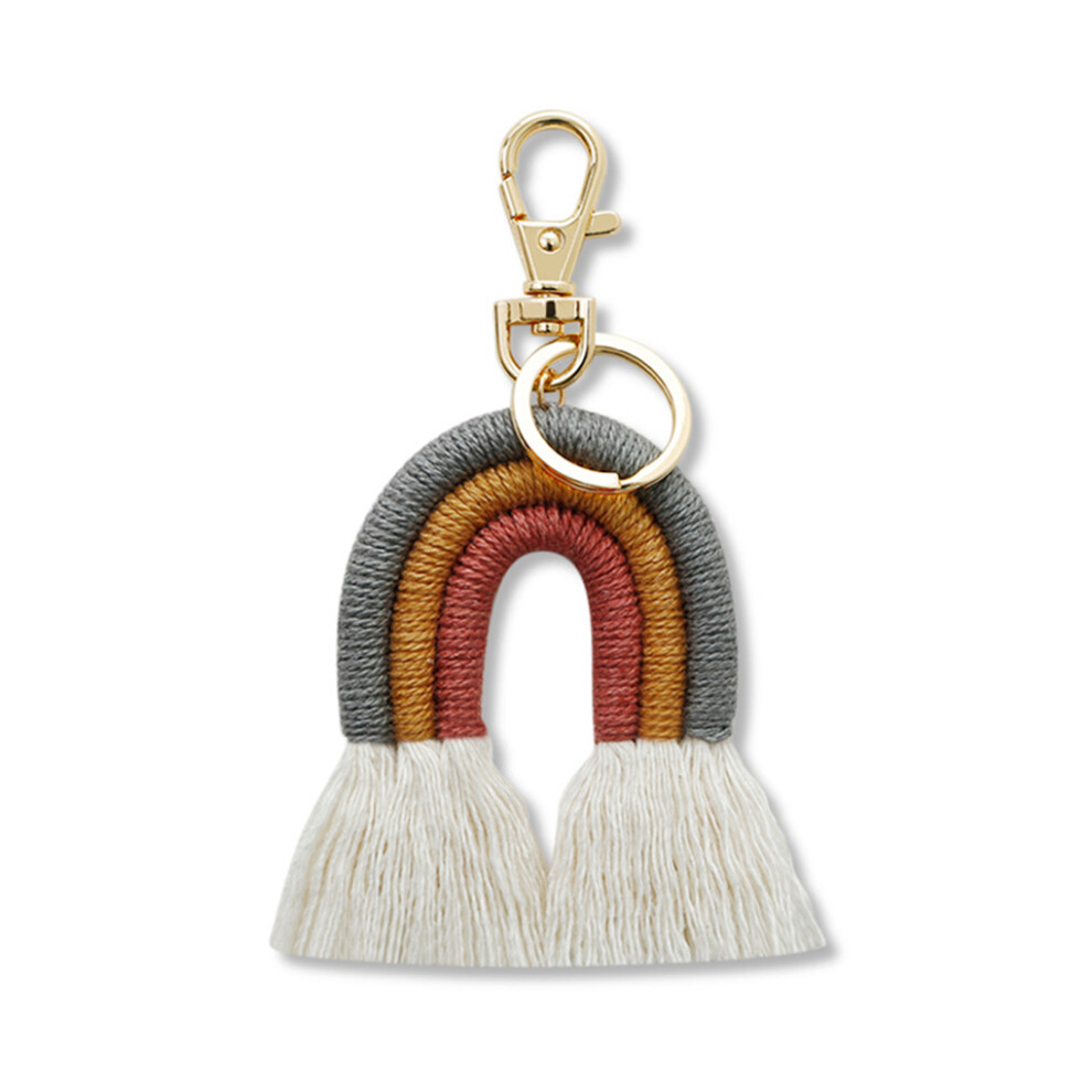 (ColorfulGrey) Weaving Rainbow Keychains Handbag Pendant Keyholder Ornament Bag Charm-image-OPC-PMR6RTD-NEW