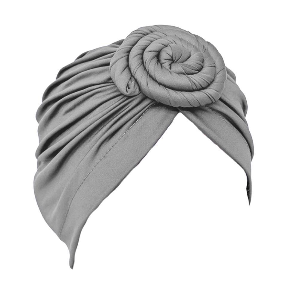 (Gray) Turban Knot Hijab Smooth Surface Headscarf Bonnet Decoration for Women-image-OPC-PMR6ST7-NEW