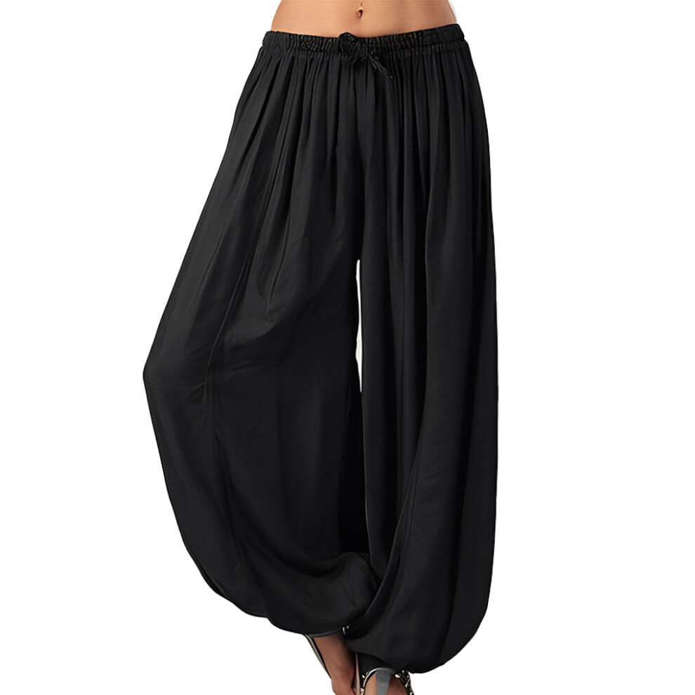 (Black, 3XL) Lounging Wide Leg Trouser Pants Sweatpants Beach Wear Full Length-image-OPC-PMR6XYY-NEW