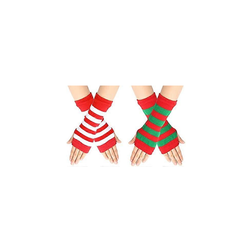 Kikidex (As Show, One Size) Kids Arm Warmers Gloves Girls Arm Gloves Striped And Rainbow