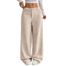 Weiche und warme Damen-Arbeitshose aus Cord mit weitem-Beige XXL