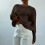 Damen-Pullover mit Rundhalsausschnitt, Zopfmuster,-Rosa L 4
