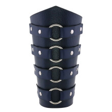 Elegance Vintage PU Leather Wrist Bracers with Round-Navy blue