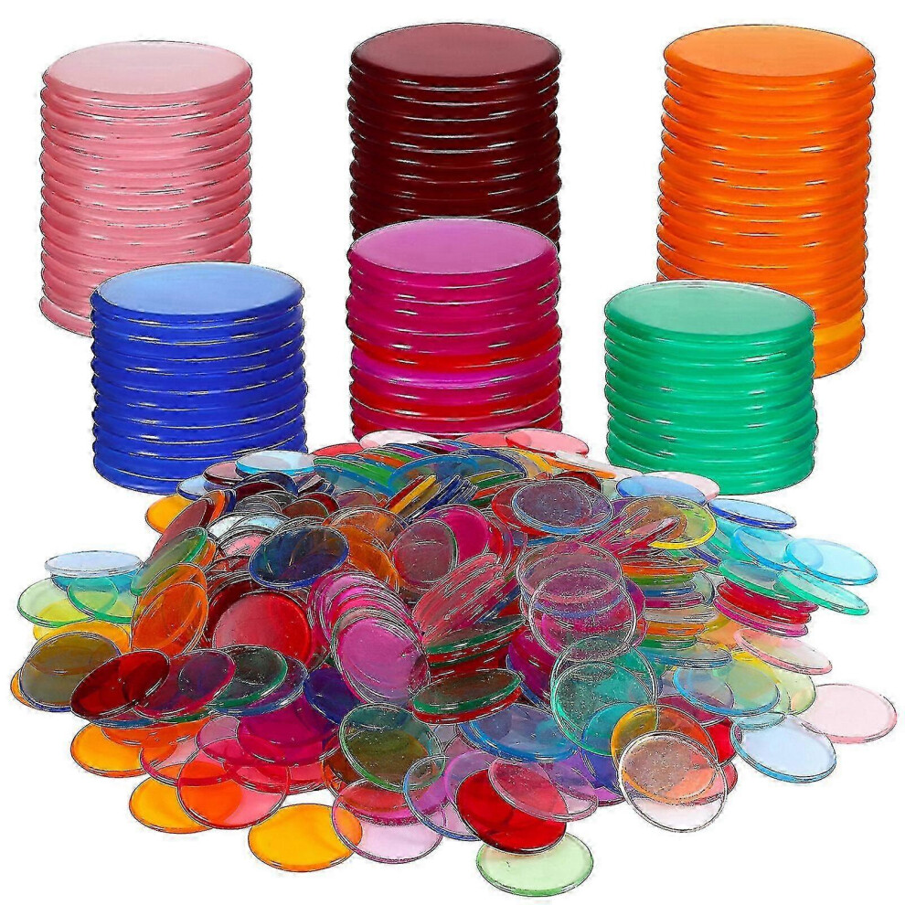 Kikidex (As Show, One Size) 500 Pcs Bingo Chips Plastic Round Pieces Markers For Bingo Game Cards Counting Game Accessories