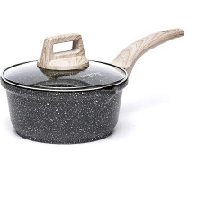 (As show, One size) 2-Quart Sauce Pan with Glass Lid,Soup Pot Nonstick Saucepan Granite Coating-PFOA FREE