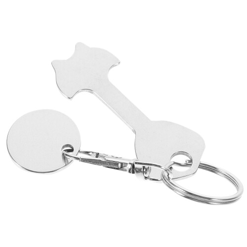 4Stk Einkaufswagen Chip Schlüsselanhänger Silber Robust 2