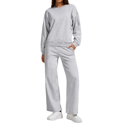 Women's two-piece tracksuit includes a sweatshirt and-Gray M