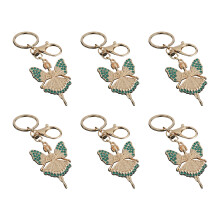 6Pcs Rhinestones Key Chain High Heeled Shoes Keyrings-lake blue