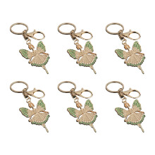 6 Pieces Stylish Angel Key Rings Rhinestones-Light Green