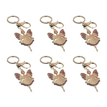 6PCS Handmade Angel Design Keychains Set Rhinestones-Purple