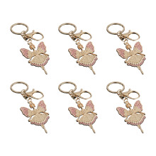 6PCs Fashionable Angel Keychain Accessories Rhinestones-Pink