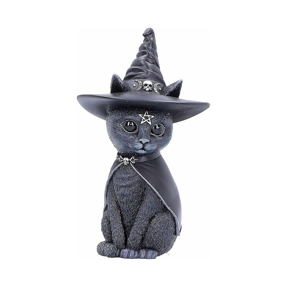 Kikidex (As Show, One Size) Statue And Other Decorative Items - Occult Cat Figurine With Witch Hat, Color, Size 10.5Cm Black
