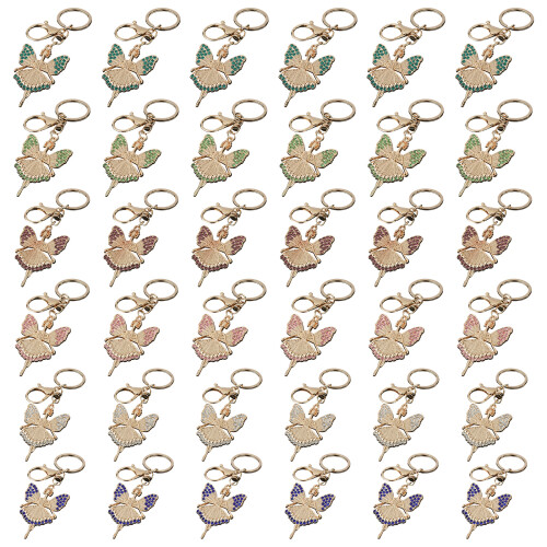 6Pcs Delicate Angel Keychain Set Rhinestones Decorations-Blue 1