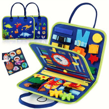 (Blue) Busy Board Montessori Toys Busy Book Gift for 1 2 3 4 Year Old Toddler Sensory Board Travel Toys