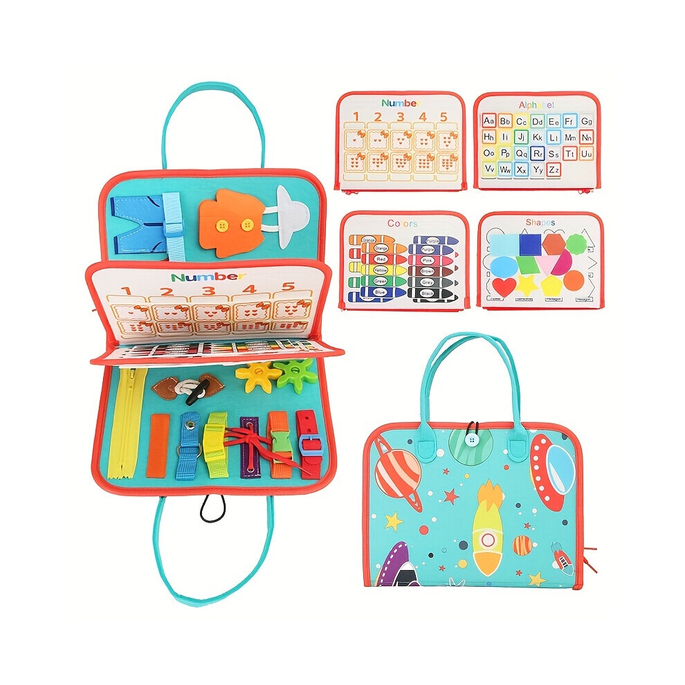 (Green) Busy Board Montessori Toys Busy Book Gift for 1 2 3 4 Year Old Toddler Sensory Board Travel Toys-image-OPC-PMR7GGV-NEW