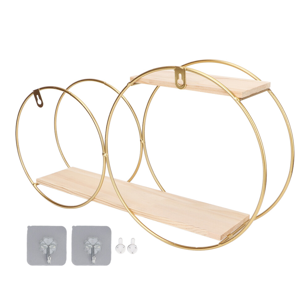 Wall Hanging Storage Shelf Iron & Wood 45cm Bathroom Organizer