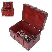 Wooden Storage Box 2pcs Vintage Suitcase for Photos and Postcards Multi-Purpose
