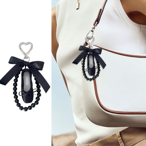 Porte-clés élégant avec nœuds de ballet, accessoire de-Blanc 2