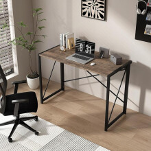 (Distressed Grey, 80cm) Folding Desk Workstation Foldable Computer Desk for Office Home Study Writing Table No Assembly Miami