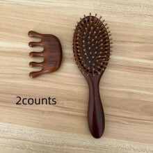 (Brown, one-size) Wooden Anti-static Hair Comb & Scalp Massage Comb Set, 2 Counts/set Sandalwood Heatless Hair Styling Tool, Hairdressing Combs,