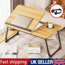 (Walnut) Laptop Desk, Laptop Bed with Foldable Legs & Cup Slot, Reading Holder Notebook Stand Breakfast Bed Tray Book Holder for Sofa, Bed, Terrace
