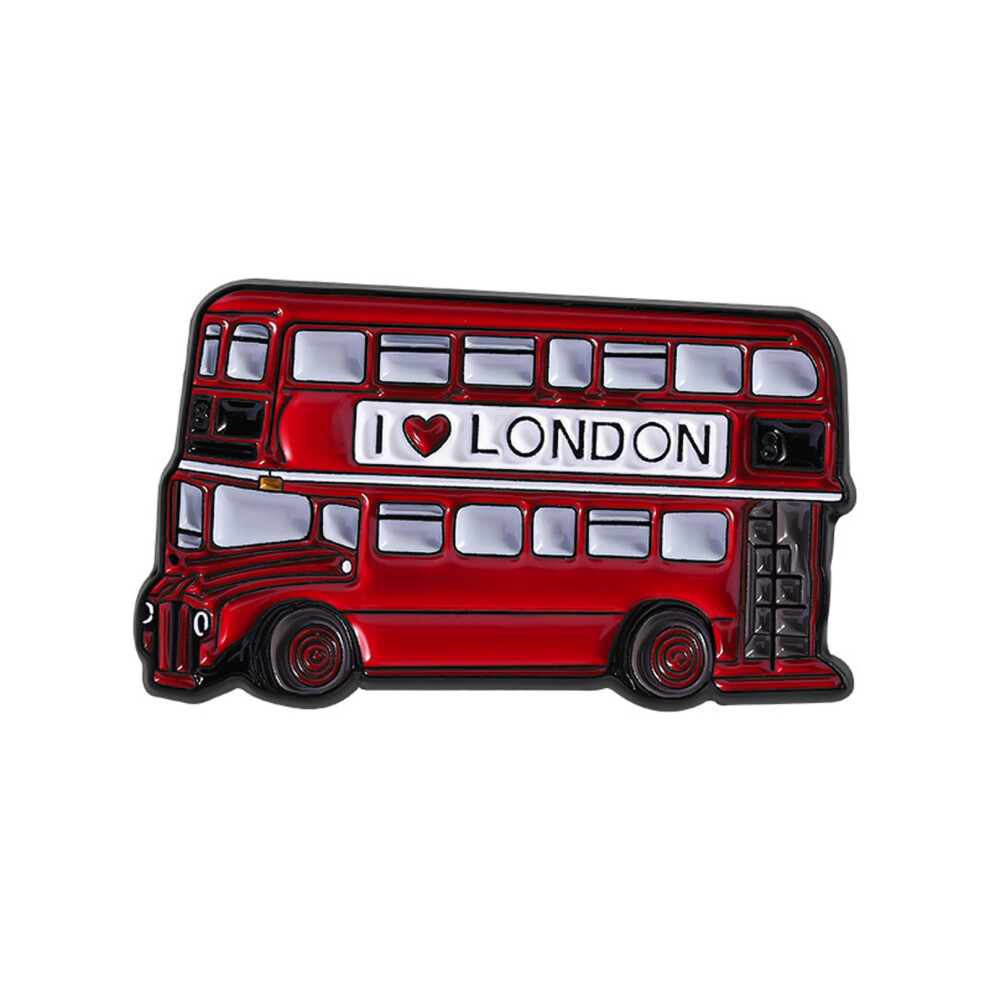 Red Elegant Bus Brooch Alloy Jewelry Gift For Friend Travel