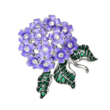 Elegant Hydrangea Enamel Flower Brooch For Women Alloy-Purple