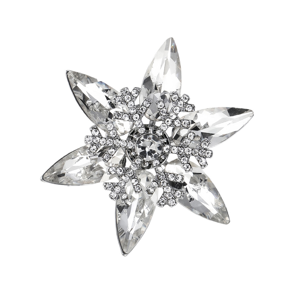 Shimmering Rhinestones Snowflake Brooch Zinc Alloy Lapel Pin