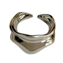 Adjustable Waved Line Ring Korean Minimalist Style-Steel Color