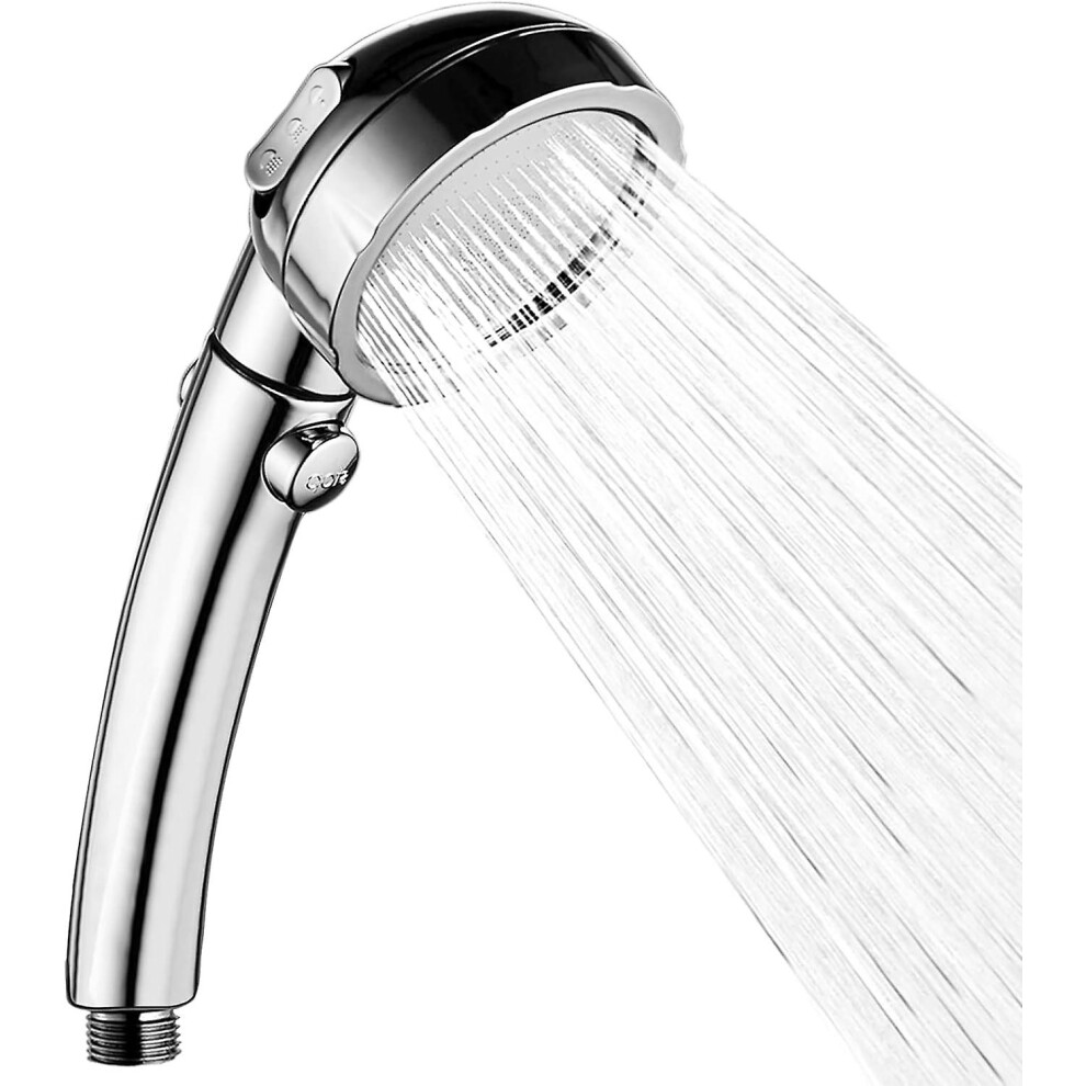 Kikidex (As Show, One Size) Shower Head, 3 Modes Hand Shower Water Saving Shower With Head Stop, Silver