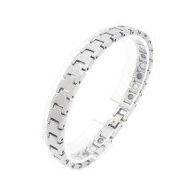 Stylish Tungsten Steel Bangle Handmade Magnetic Link-Silver