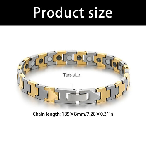 Stylish Tungsten Steel Bangle Handmade Magnetic Link-Silver 2