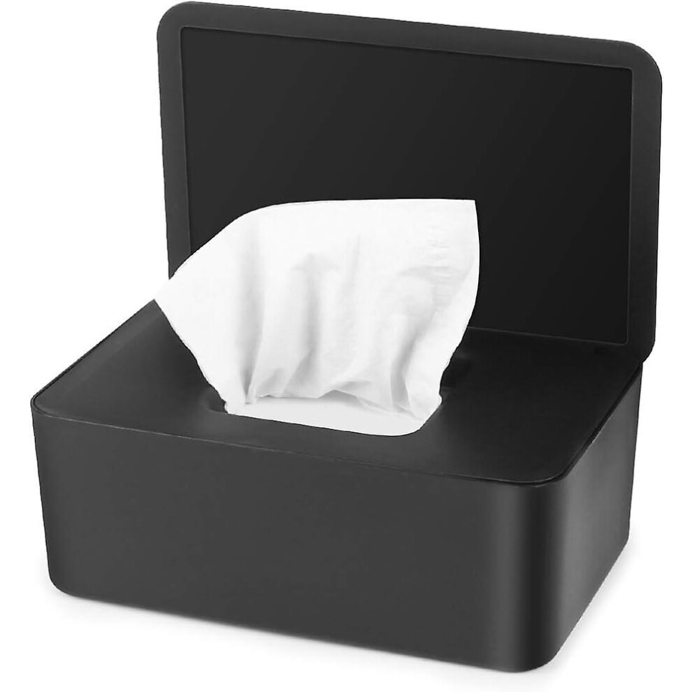Kikidex (As Show, One Size) Wet Tissue Box, Black Wipe Box, Wet Wipes Dispenser, Dustproof Waterproof Wet Wipes Storage Box With Lid For Home Office