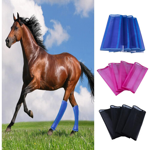 Mesh Fly Boot 4 Pack For Horse Loose Mesh Fly Boots Protective Leg Wraps Black 1